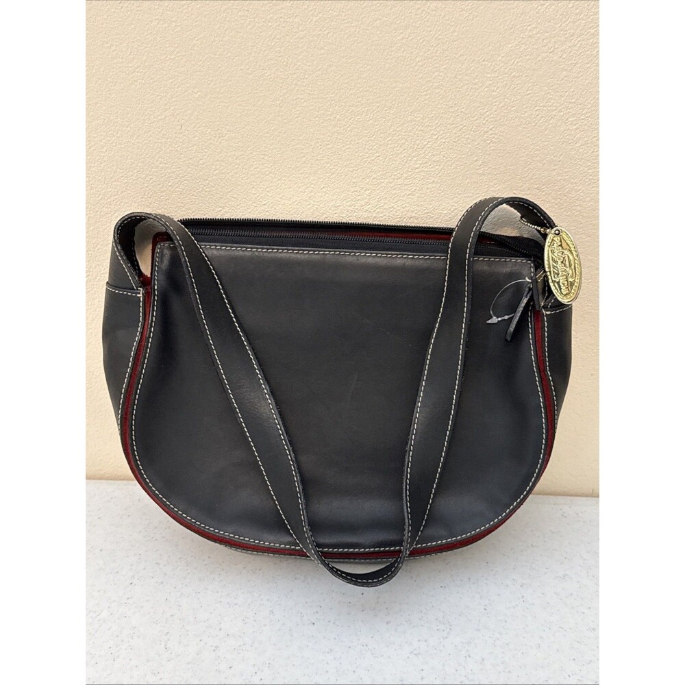 Paolo Bianchi Black Leather Bag Purse Made Italy Zip Top